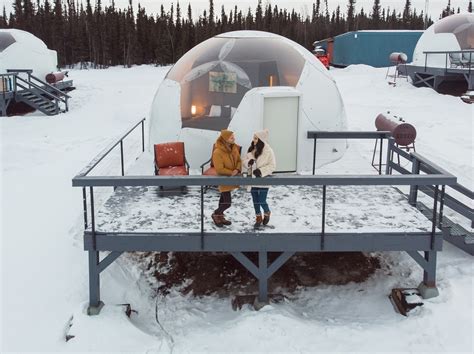 Borealis basecamp - Borealis Basecamp consists of 10 domes; each dome boasts a wall of windows perfectly placed for viewing the aurora borealis (weather permitting) from a king-sized bed. Black furnishings, and dark ...